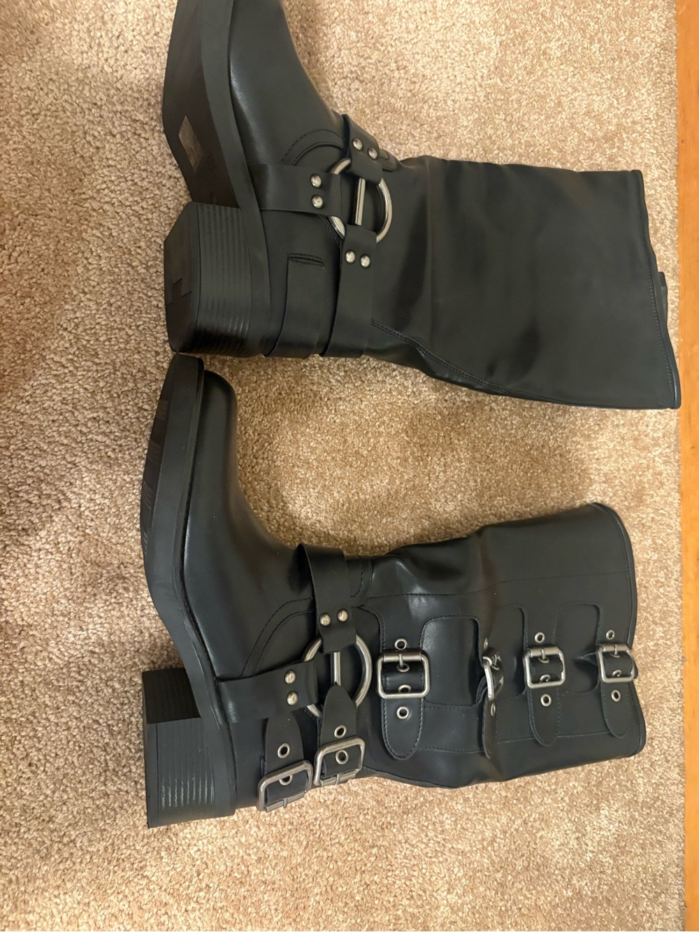 Classic Black Buckle Lace-Up Women's Boots